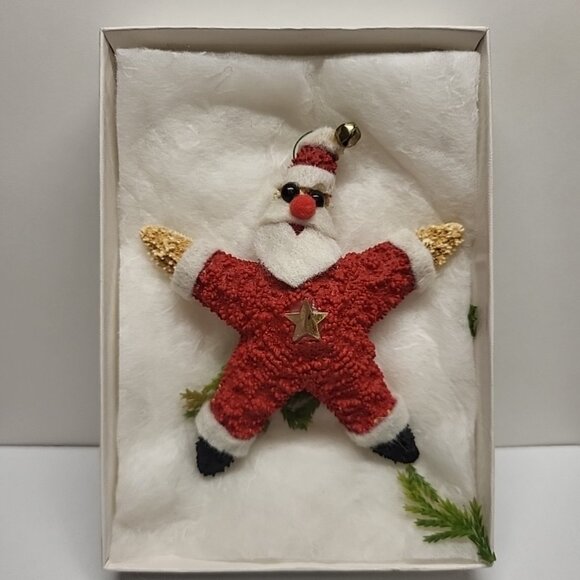 VTG Christmas Red Starfish Santa Christmas Tree Ornament Star Fish Handmade Art - Picture 4 of 5
